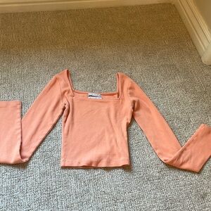 Coral Urban Outfitters Square Neck Top